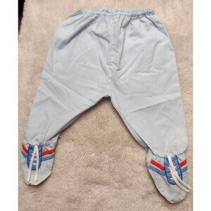 Baby Boy Pants With Shoe Blue Tennis Shoes Laces Vintage Footies 6-9 Months